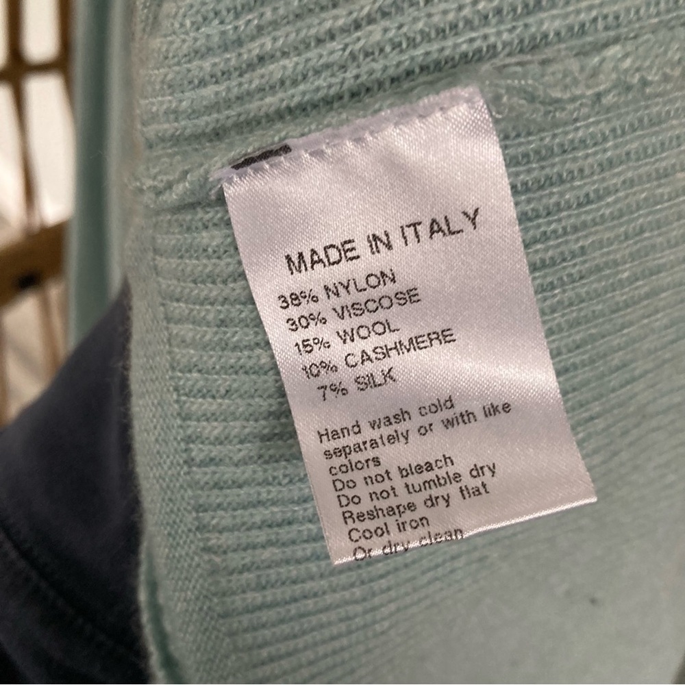 🇮🇹 Bartolini Italy Cashmere Silk Wool Blend Sweater Sage Minimalist Luxury M - Picture 4 of 7